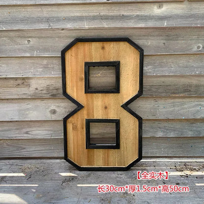 Uppercase English Letter Combination Distressed Solid Wood Bar Ornaments Cafe Shop Logo Decor Desktop Crafts Art Decoration