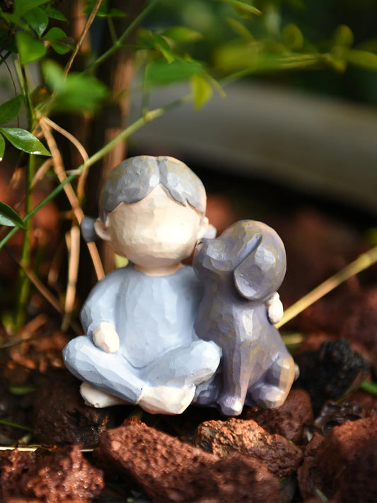 Creative Cute Angel Girl and Dog Sculpture Decoration Home Living Room Bookcase Decoration Crafts Resin Statue Decoration