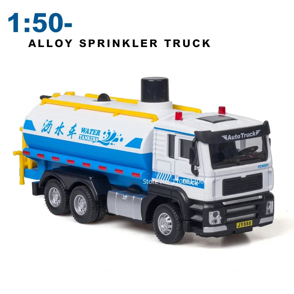 1:50 Sweeper Alloy Cars Toys Diecast Model Doors Opened Garbage Sanitation Truck Light Music Miniature Vehicle Child Adult Gifts