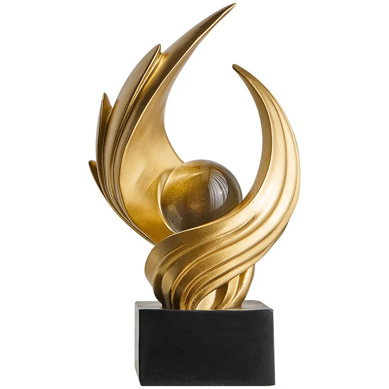Modern Gold Statue Living Room Decor, Resin Shelf Decor Accents, Abstract Art Sculptures Decorations for Bookshelf Dining Room