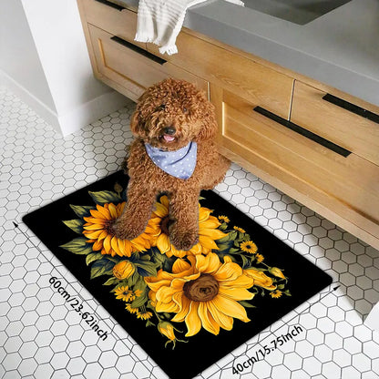 Sunflower Floral Print Entrance Rugs Kitchen Balcony Hallway Floormat Living Room Bedroom Bathroom Non-slip Door Mat Home Decor