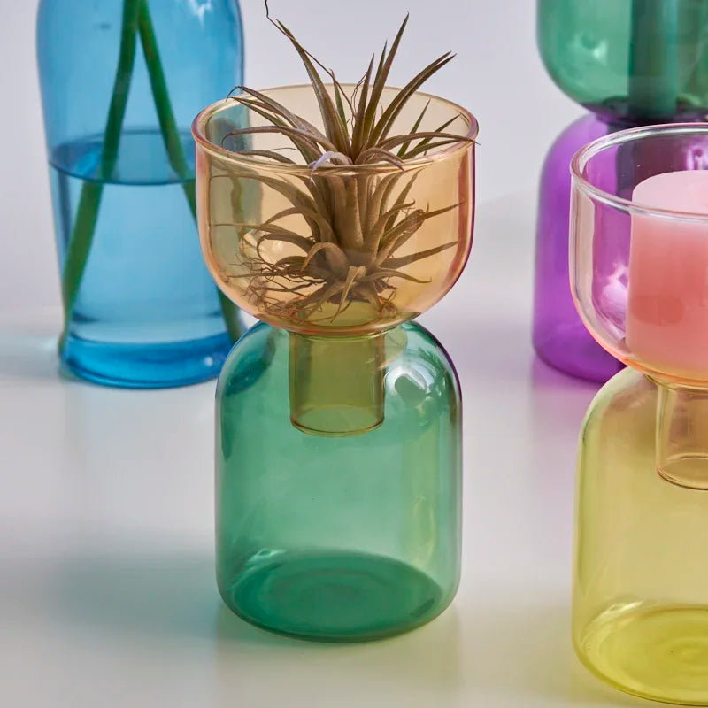 Bougeoir pour pilier bougies support décor à la maison coloré verre fleur Vase décoratif bouteille pot stockage bol plante conteneur