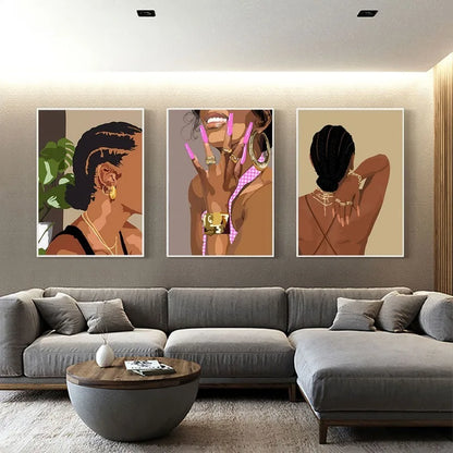 Modern Wall Art Painting Fashion Girl Hair And Nail Salon Living Room Decor Poster And Print For Bedrooms And Living Room