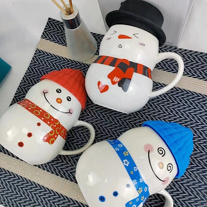 300ML Snowman Mug Creative Large Capacity Ceramic Cup Coffee Cups Lovely Men and Women Birthday Christmas Gift Breakfast Cup