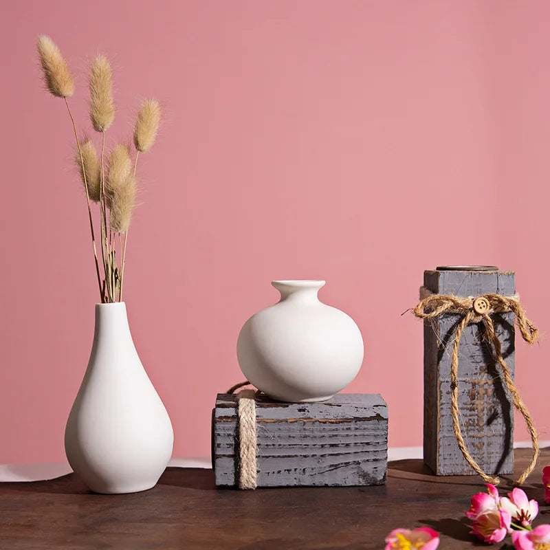 5-piece set Simple ceramic vase,  household handicraft, small flower ware, simple porch, TV cabinet, tabletop decoration