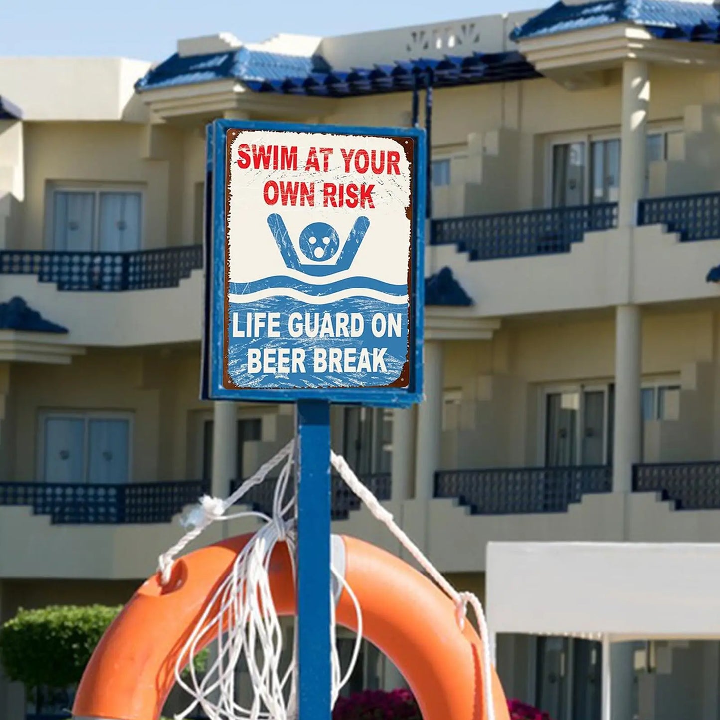 Swimming at Your Risk Risks Pool Pool Pool Sign Plate Plate Plate for Gardens Lakeside Beach