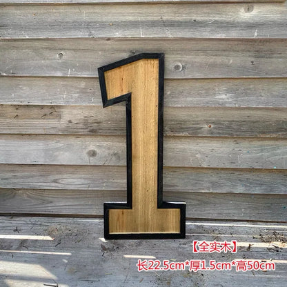 Uppercase English Letter Combination Distressed Solid Wood Bar Ornaments Cafe Shop Logo Decor Desktop Crafts Art Decoration
