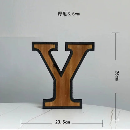 Industrial Style Uppercase English Letter Combination Distressed Solid Wood Bar Ornaments Cafe Shop Logo Decor Desktop Crafts