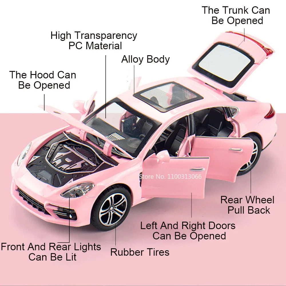 1:32 Panamera 911 Targa 4S Alloy Toys Diecast Models Cars Doors Opened Sports Car Models Light Music Vehicle Boys Birthday Gifts