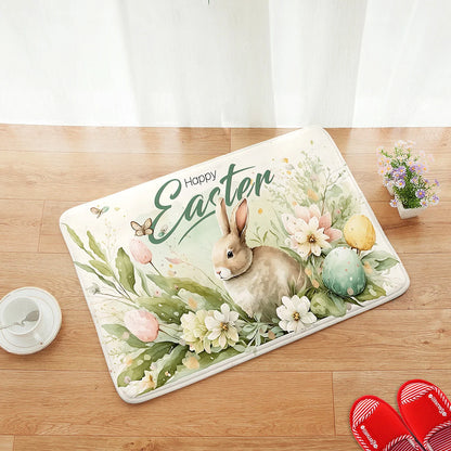 Easter Bunny Kitchen Mat Home Decor Spring Flowers Bedroom Bathroom Non-slip Floormat Balcony Hallway Toilet Entrance Door Mat