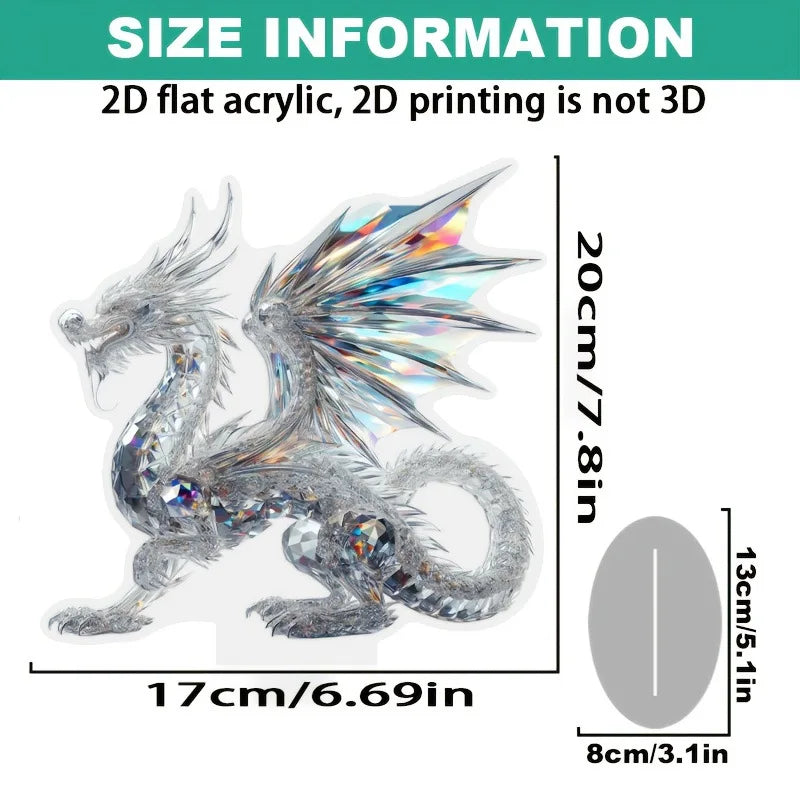 Crystal Dragon 2D Acrylic Ornament Office Home Decoration Ornament