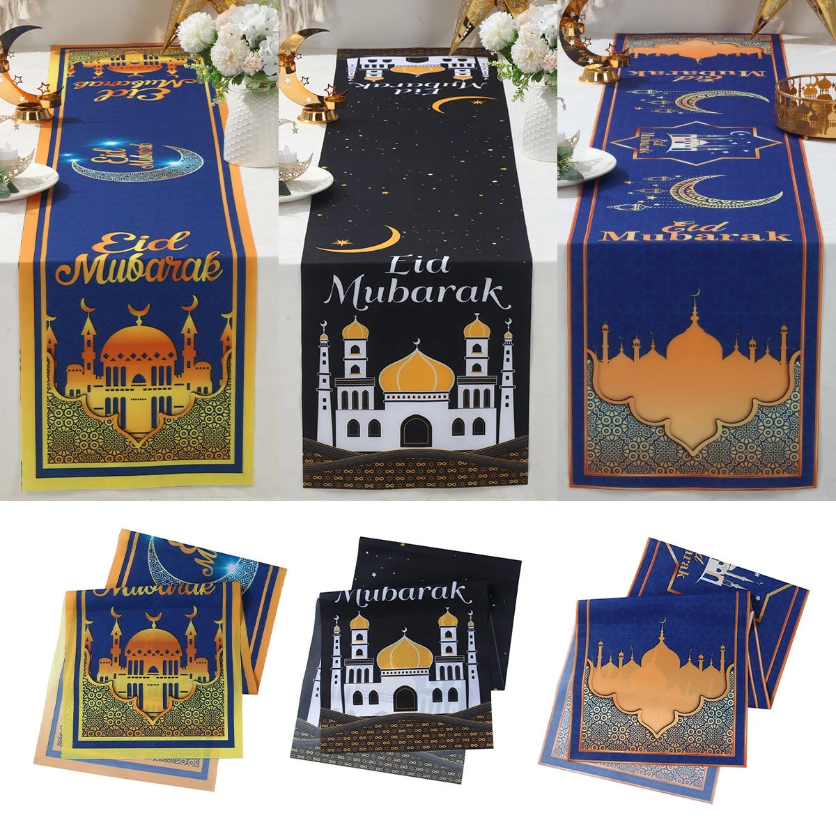 2024 Eid Mubarak Decor Table Runner Ramadan Decor For Home Islamic Muslim Party Supplies Ramadan Kareem Tablecloths Eid Al Adha