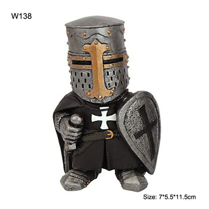 1pc Outdoor Garden Resin Statue Medieval Garden Knight Gnomes Guard Statues Sculpture for Yard Lawn Art Decor Ornaments