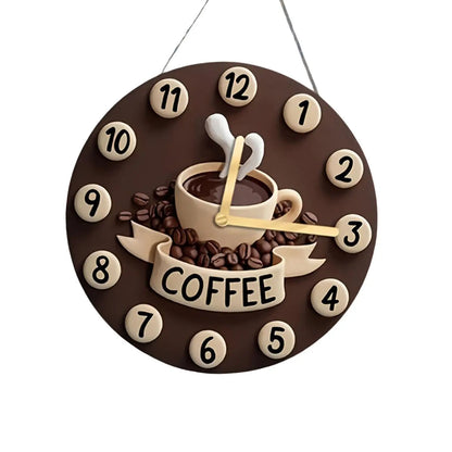 Coffee Cup Clock Hanging Ornament 2D Craft Creative Collection Decorative for
