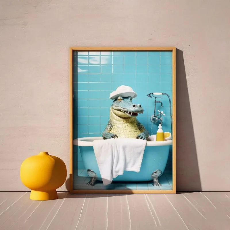 Chimpanzee Cat Dog Animal Funny Series Art Wall Picture For Bathroom Toilet Room Canvas Painting Print Posters Home Decor Gift