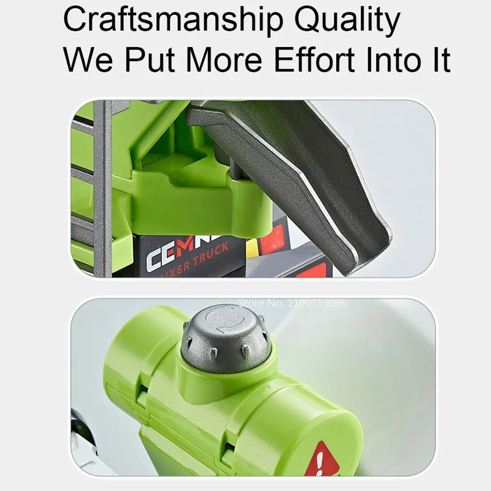 1/24 Alloy Electric Mixing Engineering Vehicle Model Car Toy Doors Can Opened Rubber Tires Vehicles for Boys Adult Festival Gift