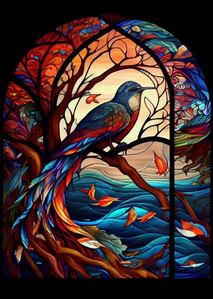 Modern Stained Glass Scenery Canvas Prints Wall Art Painting Nordic Posters Pictures Home Decor Mural For Living Room Unframed