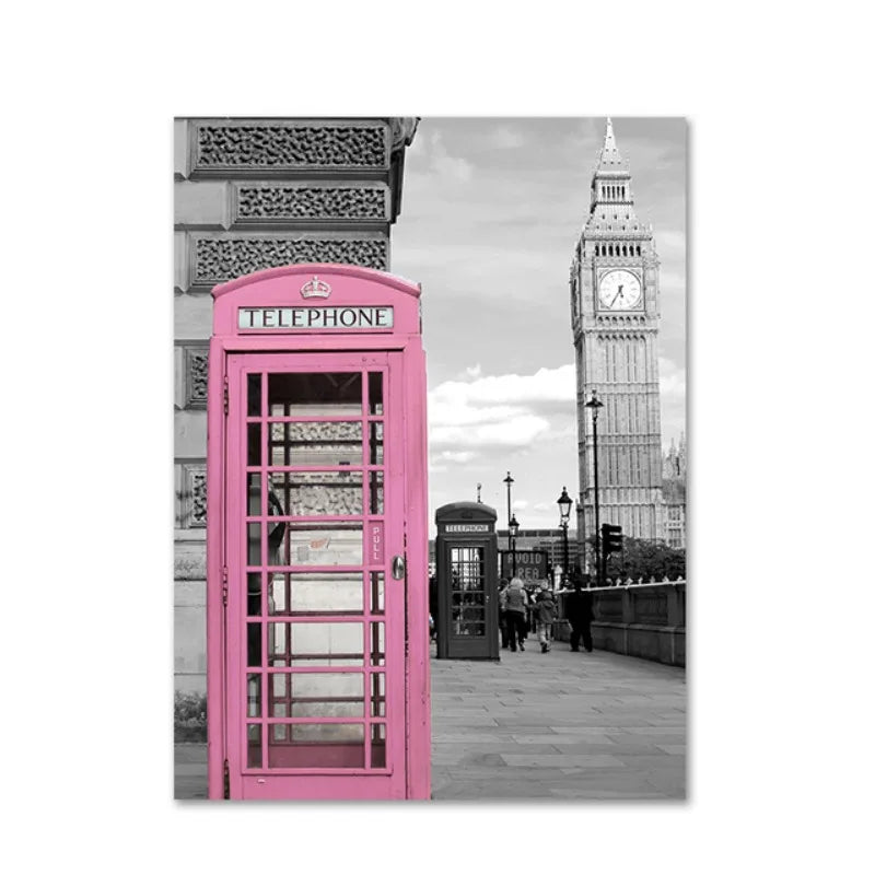 Paris Flower France City Building Posters and Prints Castle Pink and Black Wall Art Nordic Canvas Painting Pictures Room Decor