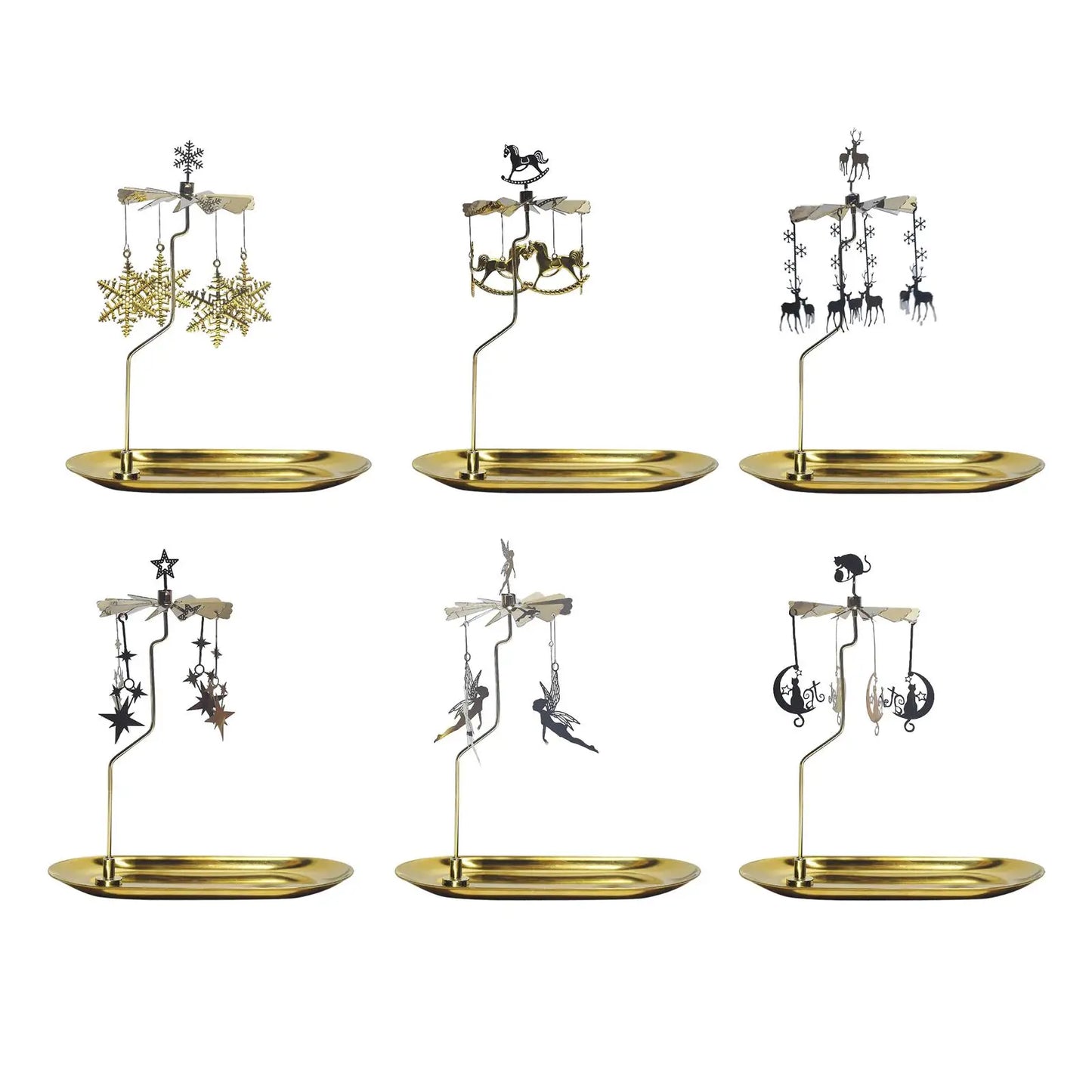 Golden Rotating Candlestick Holder Carousel Revolving Candle Tray Candle Holder for Romantic Wedding Party Bedroom Decoration