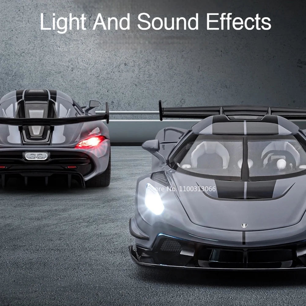 1/22 Scale Jesko Metal Toys Car Diecast Models Wheel Pull Back Vehicles 4 Doors Can Opened Sports Cars Kids Children's Day Gifts