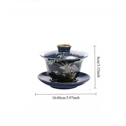 Ceramic Tea Cup with Gold Outline Chinese Kung Fu Master Cup Creative Gift Box Set of 6 Unique  Stylish Tea Drinking Accessories