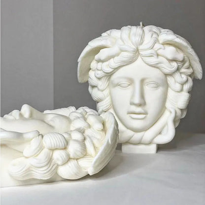 Bricolage grande déesse méduse tête de serpent bougie moule en Silicone Mithus David demi-visage Statue résine époxy Silicone moule décor à la maison