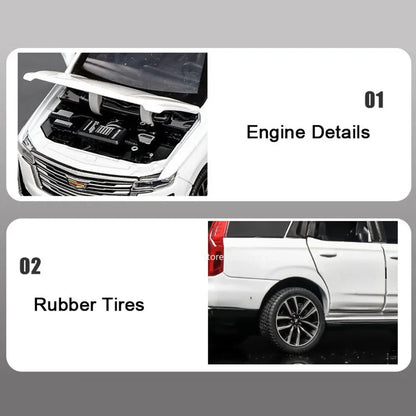 1:32 Escalade Cars Models Toys Rubber Tires Miniature Vehicles with Light Music Wheel Pull Back Toy Car for Child Adult Gifts