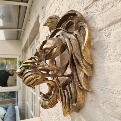 Lion Head 30X25X10cm Wall Mounted Art Sculpture Resin Crafts Club Wall Decoration Bedroom Indoor Animal Hanging Parts