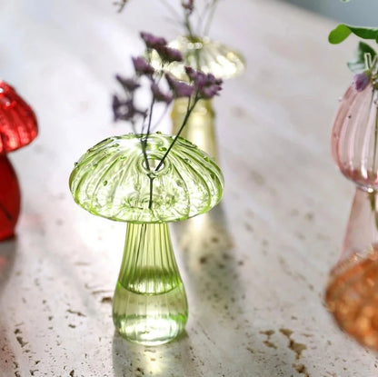 1Pcs Mushroom Glass Vase Transparent Hydroponic Flower Aromatherapy Bottle DIY Creative Table Crafts Nordic Home Decoration