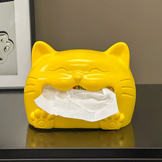 Cute Smiley Face Cat Tissue Box Living Room Coffee Table Decoration Napkins Paper Box Household Tissue Box