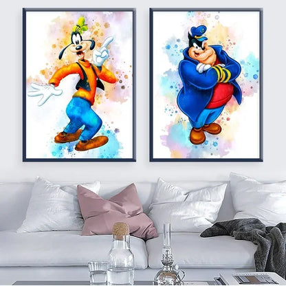 Disney Cartoon Poster Watercolor Canvas Painting Mickey Mouse Donald Duck Art Picture Wall Prints Mural Kids Room Decor Gifts