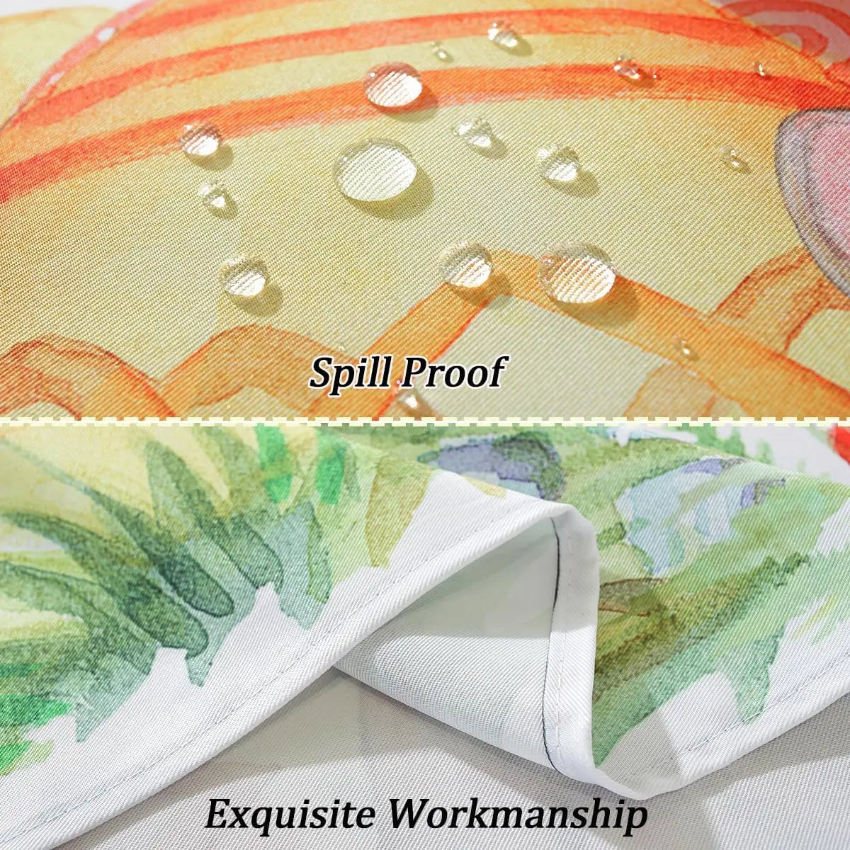 Easter Bunny Eggs Flower Waterproof Tablecloths Holiday Party Decor Spring Floral Plants Rectangle Table Cover Easter Decoration