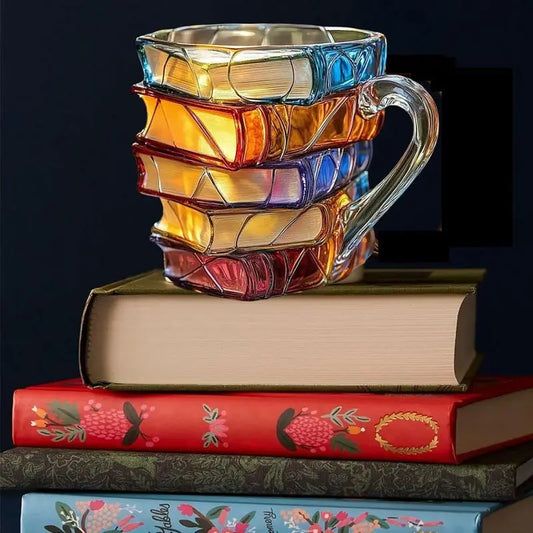 Hot High Quality Painted Book Mug 3d Painted Book Cup Unique Book Stacking Coffee Cup Creative Water Cup Household Goods Gift