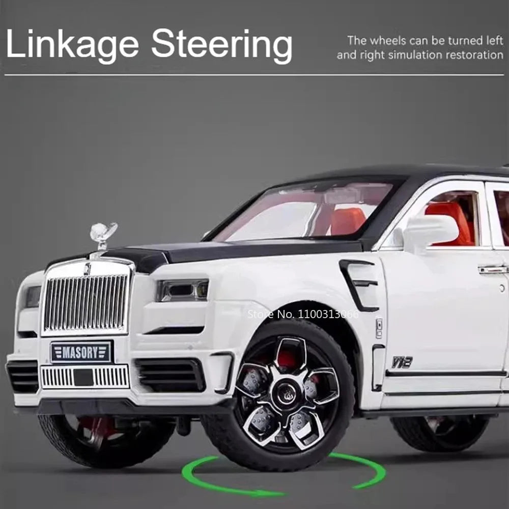 1:24 Rolls Royce Phantom Cullinan Mansory Cars Toys Miniature Models Light Music Pull Back 6 Doors Opened Vehicles Kids Gifts