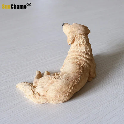 Golden Retriever's Lying Posture Simulation Animal Dog Model Car Home Jewelry Handicrafts Figurines Miniatures Decoration Crafts