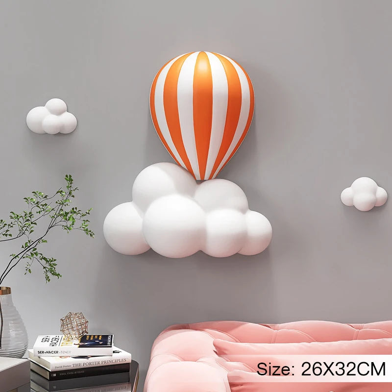 Nordic Hot Air Balloon 3D Wall Decor Living Room Sofa Background Art Wall Decor Modern Home Christmas Decorations Handicrafts