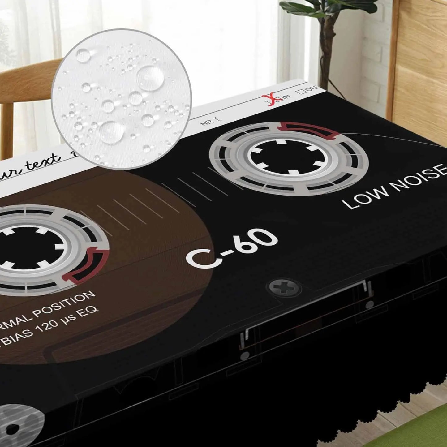 Retro Audio Cassette Rectangle Tablecloth Home Party Decor Tape Kitchen Dining Waterproof Table Cloth Picnic Camping Table Decor