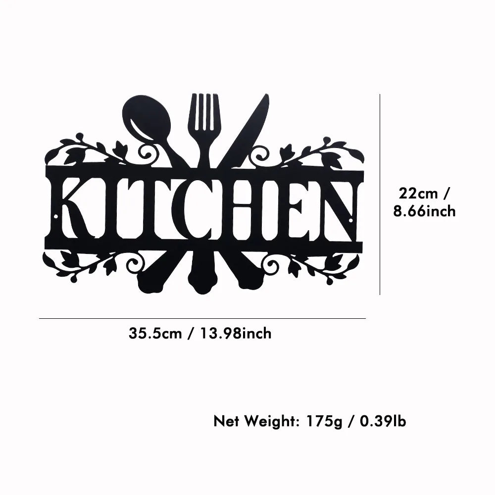 Kitchen Black Letter Metal Art Signs Wall Decor Rustic Plaque CutOut Kitchen Door Dining Room Decoration Home Decorative