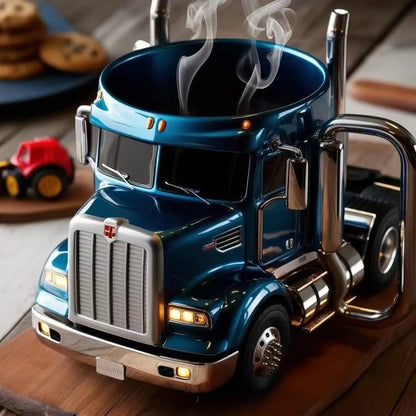 New Creative Truck Design Coffee Mug  1pcs Desktop Home Kitchen Semi Truck Coffee Cup 11 Ounces Semi-Trailer Water Cup Ornament