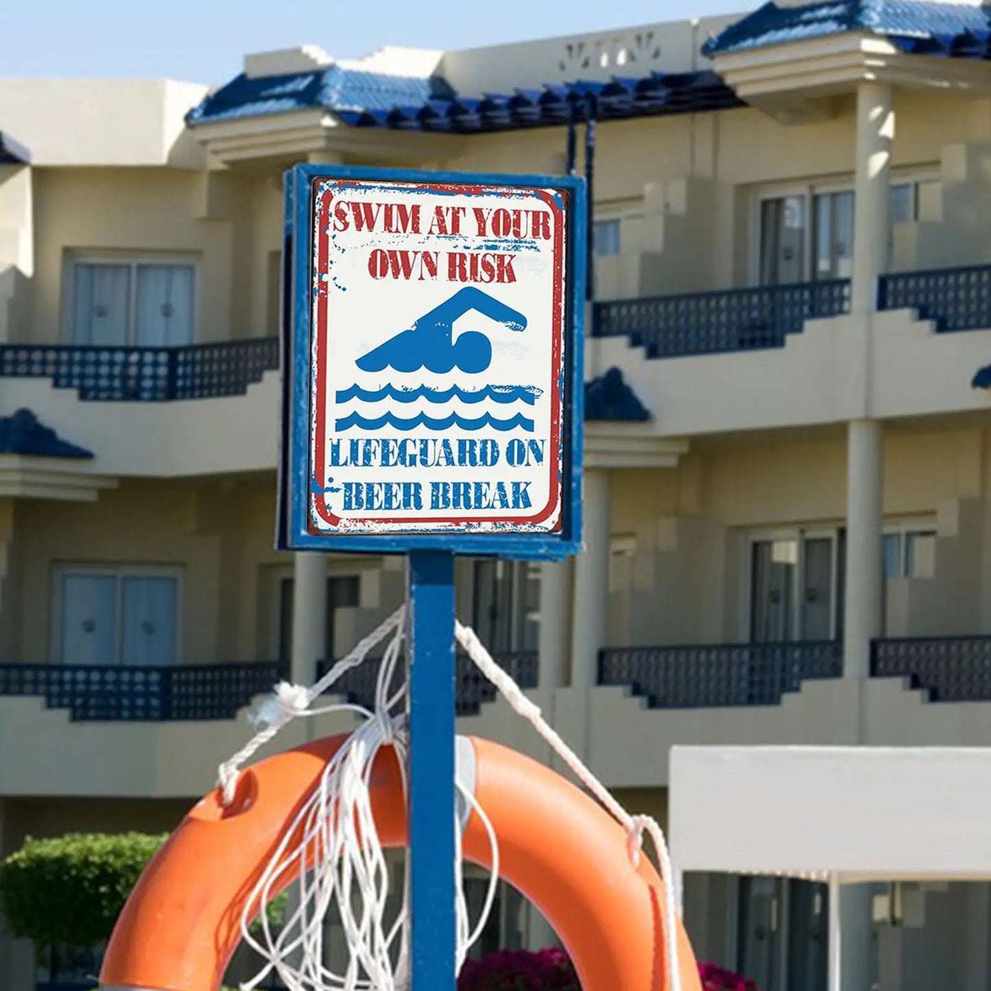 Swimming at Your Risk Risks Pool Pool Pool Sign Plate Plate Plate for Gardens Lakeside Beach
