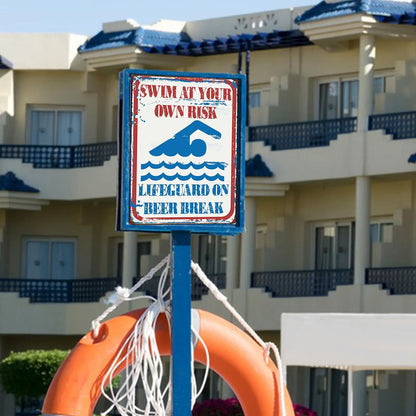 Swimming at Your Risk Risks Pool Pool Pool Sign Plate Plate Plate for Gardens Lakeside Beach