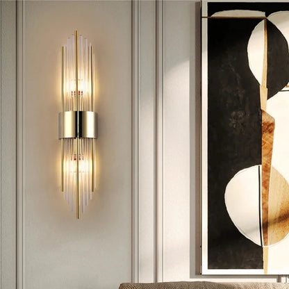 Nordic Luxury Crystal Wall Lamp Stainless Steel Black Gold LED Wall Light Living Room Stairs Bedroom Bedside Room Decor Fixture