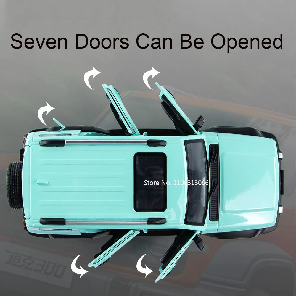 1/24 Tank 300 Alloy Cars Model Toy Rear Wheel Suspension Pull Back Vehicle with Lights Sound High Imitation Cars for Boys Gifts