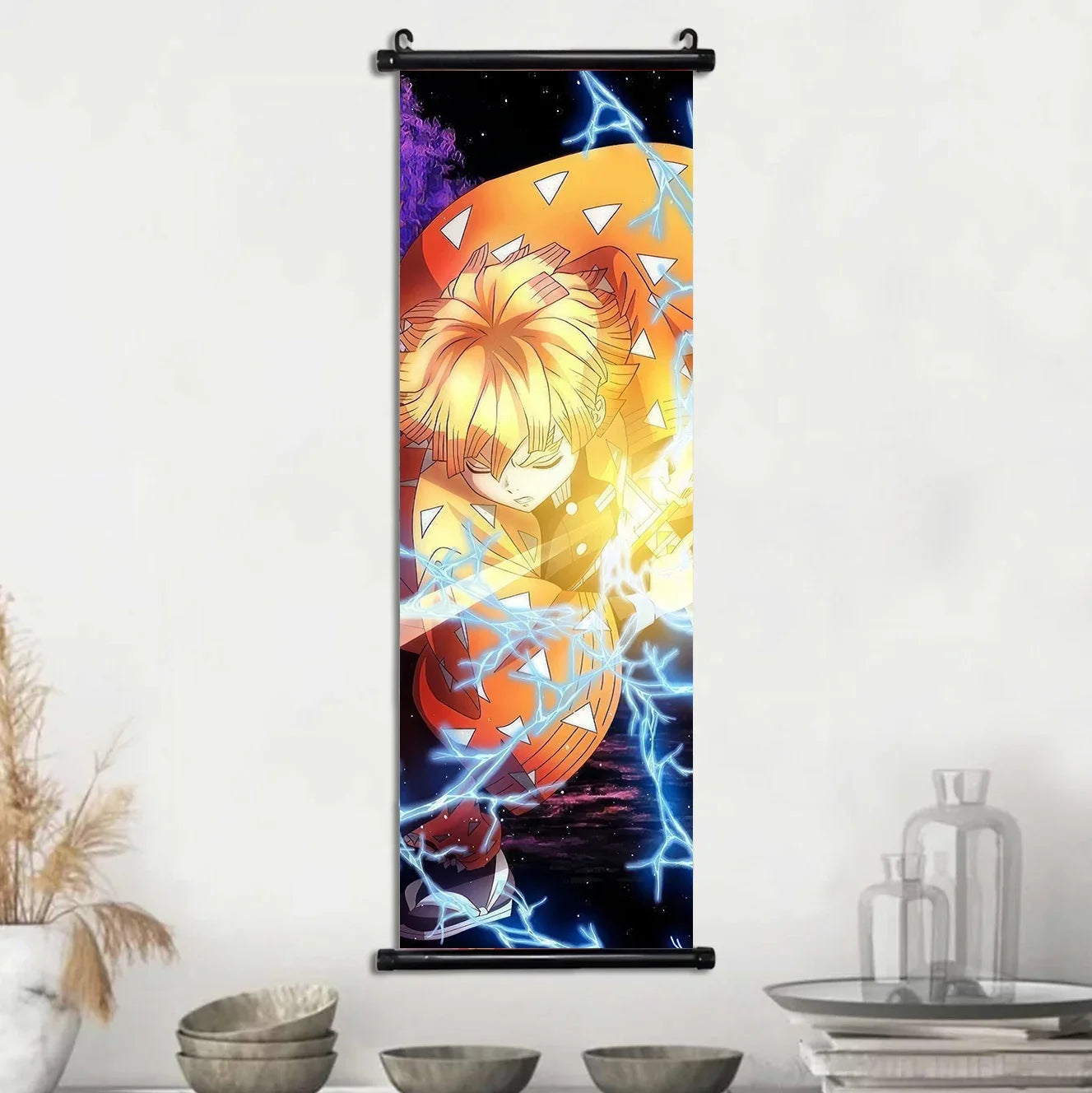 Demon Slayer Hashira Nezuko Agatsuma Zenitsu Inosuke Scroll Canvas Wall Hanging Painting Home Decor Anime Poster Wall Art Room