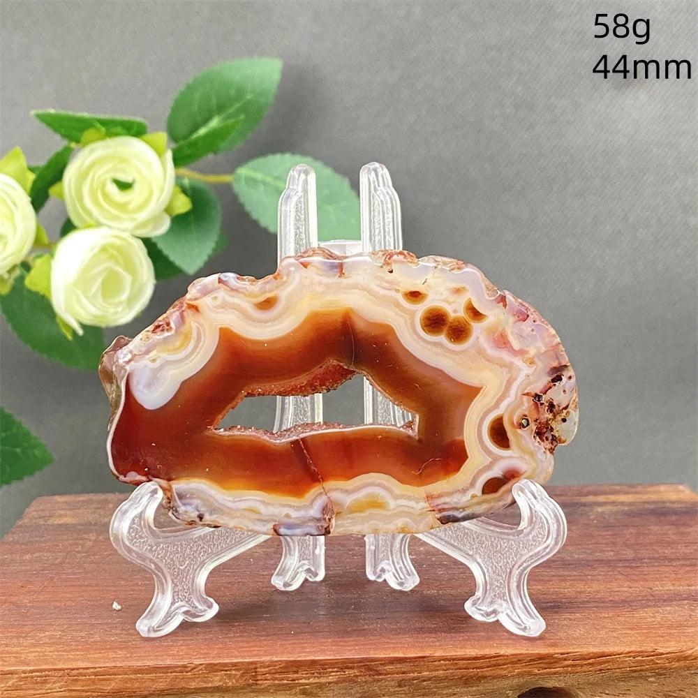 Natural Red Agate Crystal Cavity Stone - Energy Healing Reiki Meditation Beautiful Home Decor Gift for Prayer