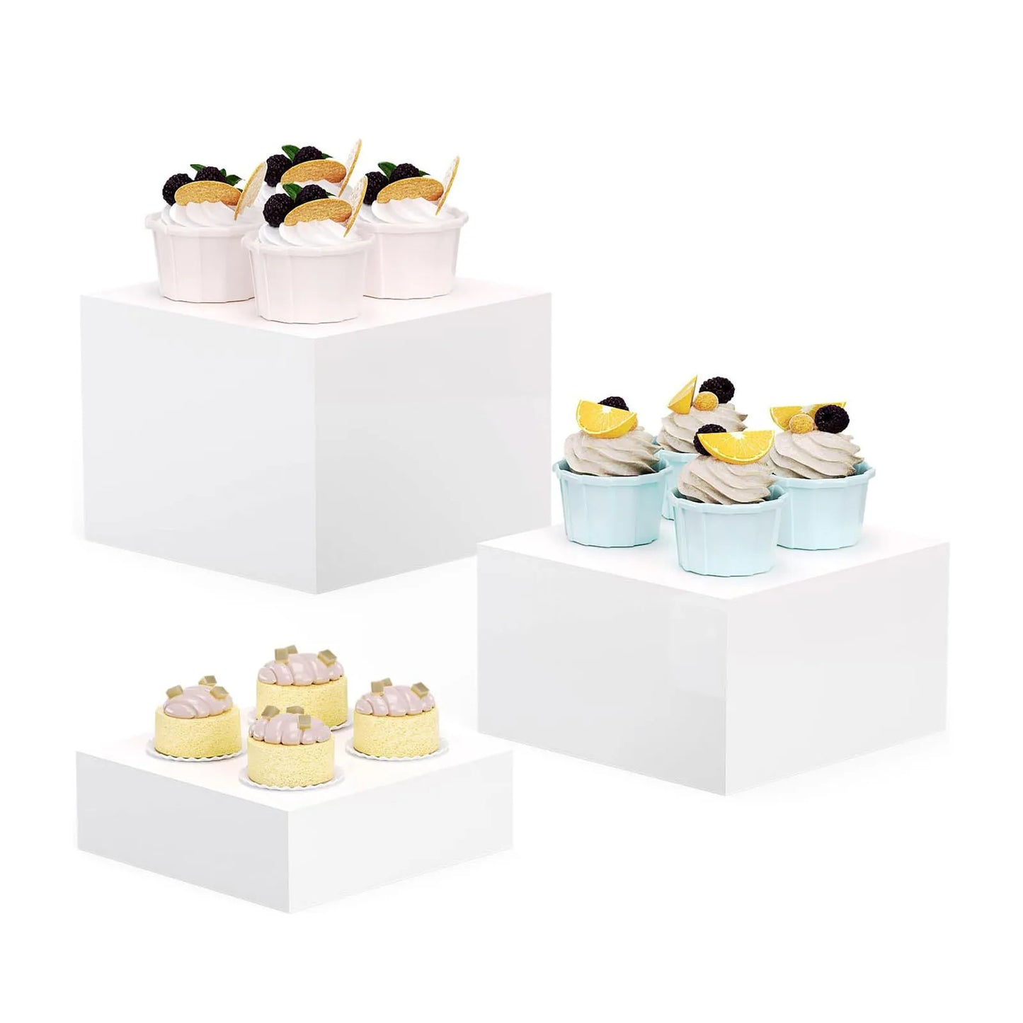 6Pcs Acrylic Display Stands with Hollow bottoms Food Risers Buffer Risers for Food Flower Arrangements Dessert Cake Cosmetics