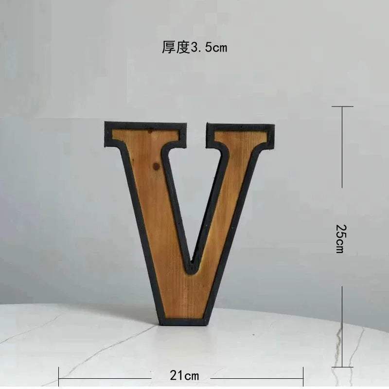 Industrial Style Uppercase English Letter Combination Distressed Solid Wood Bar Ornaments Cafe Shop Logo Decor Desktop Crafts