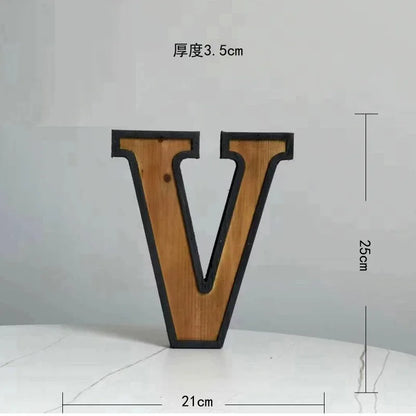 Industrial Style Uppercase English Letter Combination Distressed Solid Wood Bar Ornaments Cafe Shop Logo Decor Desktop Crafts