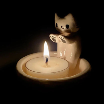 Bougeoir chaton, bougeoir d'aromathérapie chat grillé mignon, ornements décoratifs de bureau, cadeaux d'anniversaire