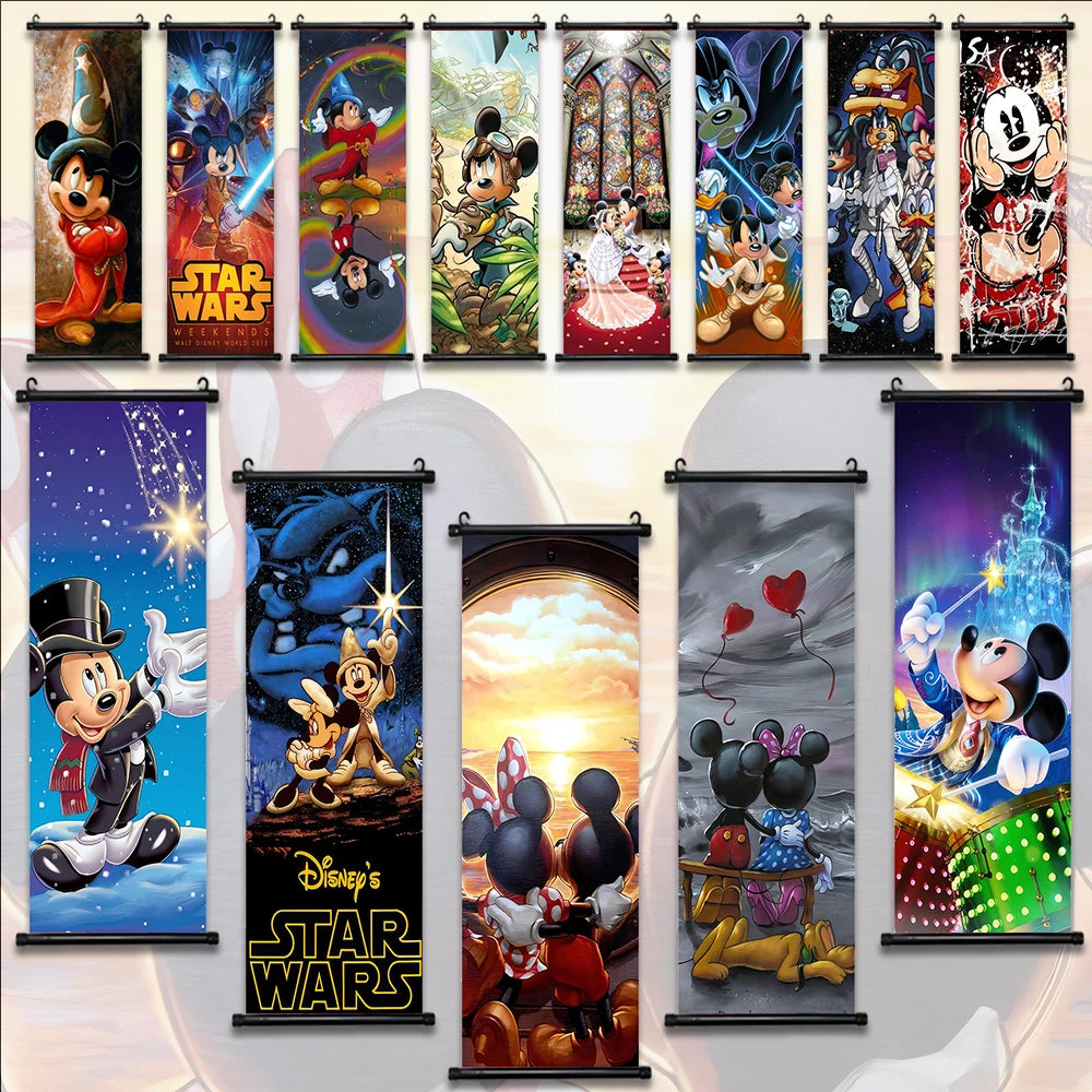 Disney Mickey Mouse Wallpaper Wall Artwork Canvas Hanging Scroll Poster Painting Print Home Decoration Art Child Birthday Gift